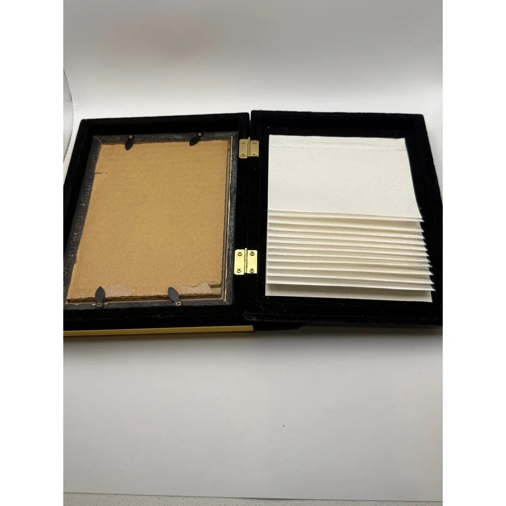 Vintage Gold Floral Photo Frame Stationery Keepsake Box Velvet Lined